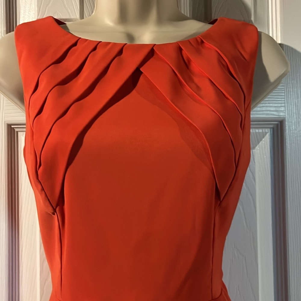 B Design Business Casual Orange Dress Women’s Size 6 Demure Office Flare Party - Picture 5 of 5